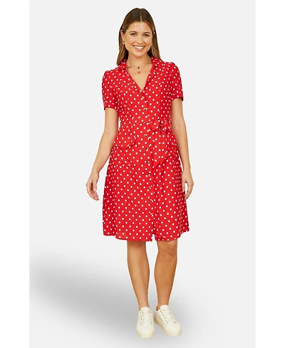 Yumi Women's Retro Shirt Polka Dot Dress