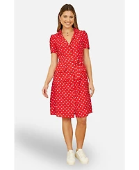 Yumi Women's Retro Shirt Polka Dot Dress