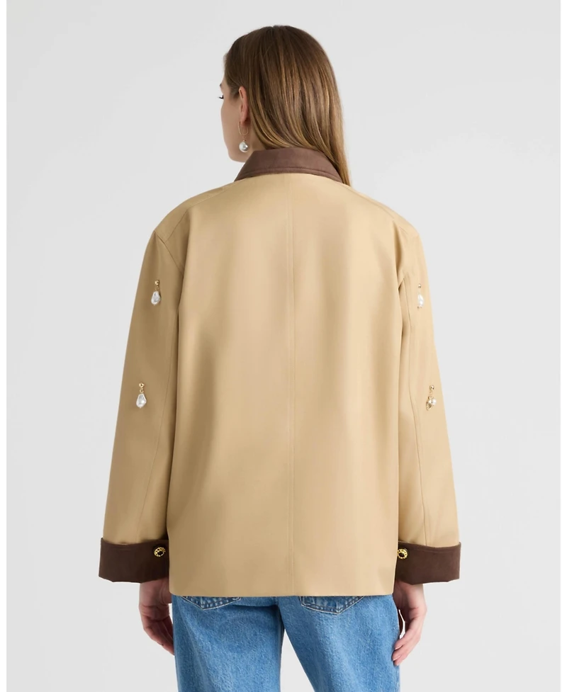 Nvlt Women's Sueded Trims and Pearl Charms Jacket