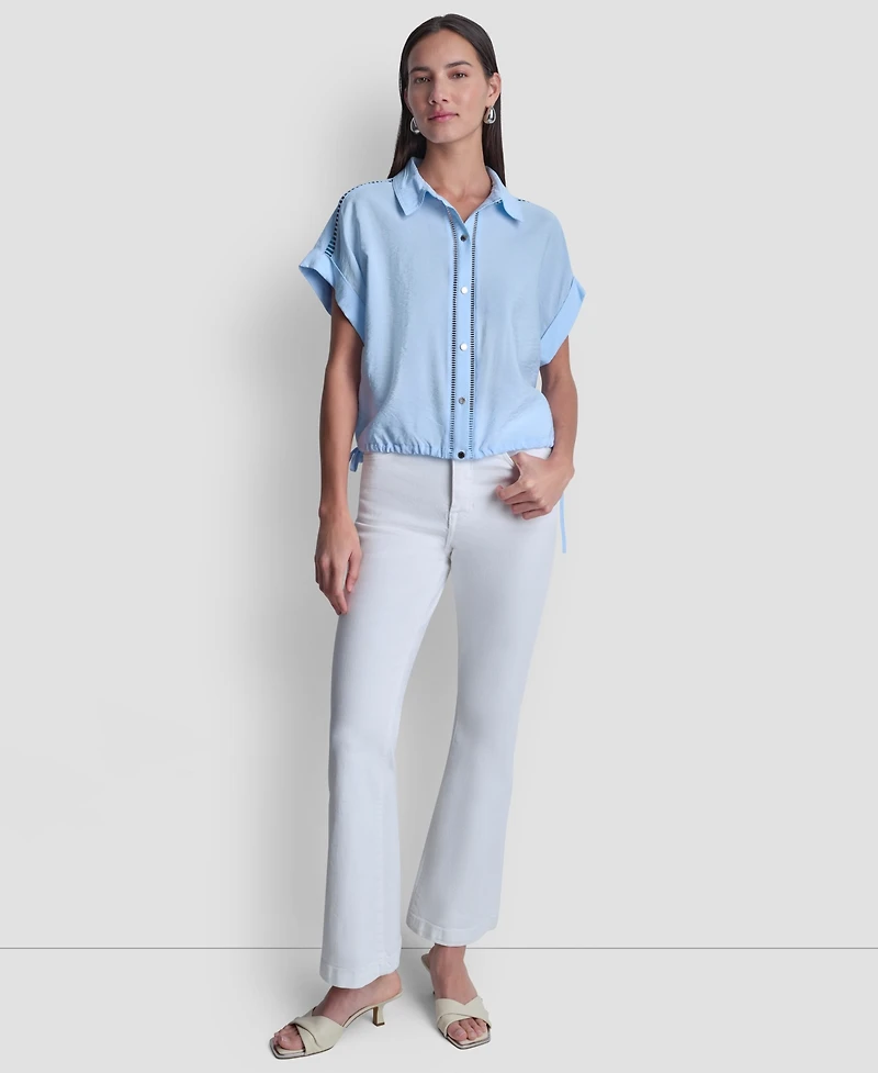 Dkny Women's Short-Sleeve Button-Down Blouse