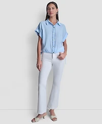 Dkny Women's Short-Sleeve Button-Down Blouse