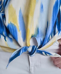 Dkny Women's Abstract Print Tie-Waist Top