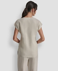 Dkny Women's V-Neck Short-Sleeve Shirt