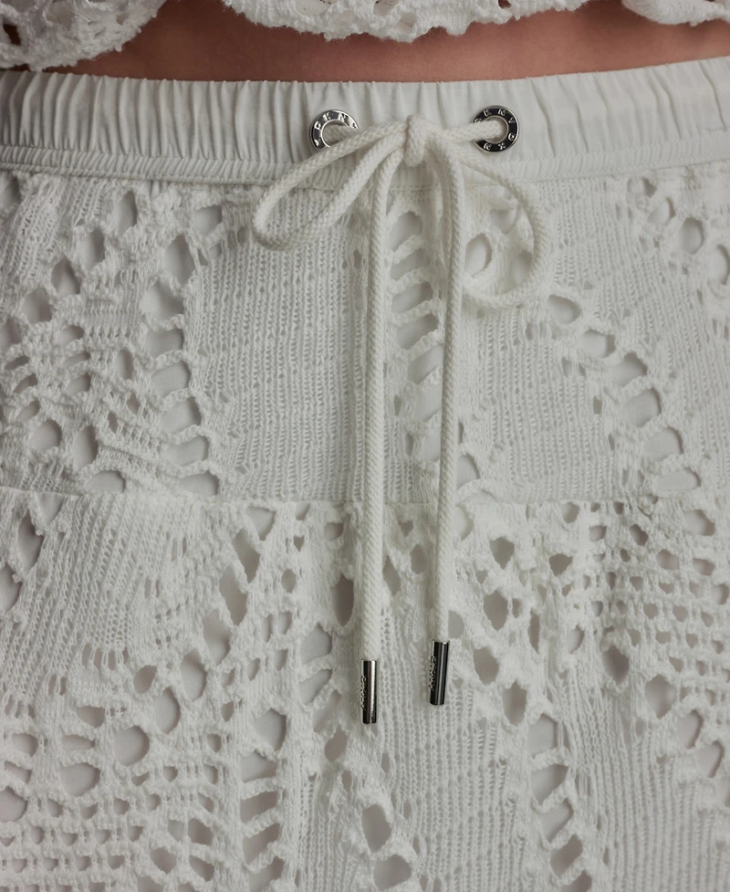 Dkny Women's Crochet Leaf Pull-On Midi Skirt