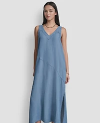 Dkny Women's Sleeveless V-Neck Side-Slit Dress
