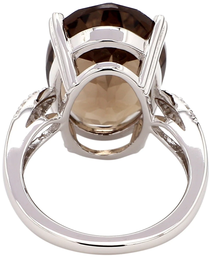 Macy's Smokey Quartz (11 ct. t.w.) & White Topaz (0.11 ct. t.w.) Ring in Sterling Silver