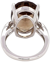 Macy's Smokey Quartz (11 ct. t.w.) & White Topaz (0.11 ct. t.w.) Ring in Sterling Silver