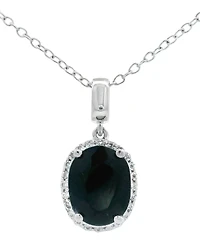 Macy's Black Sapphire (1.45 ct. t.w.) & White Topaz (0.13 ct. t.w.) Pendant Necklace in Sterling Silver