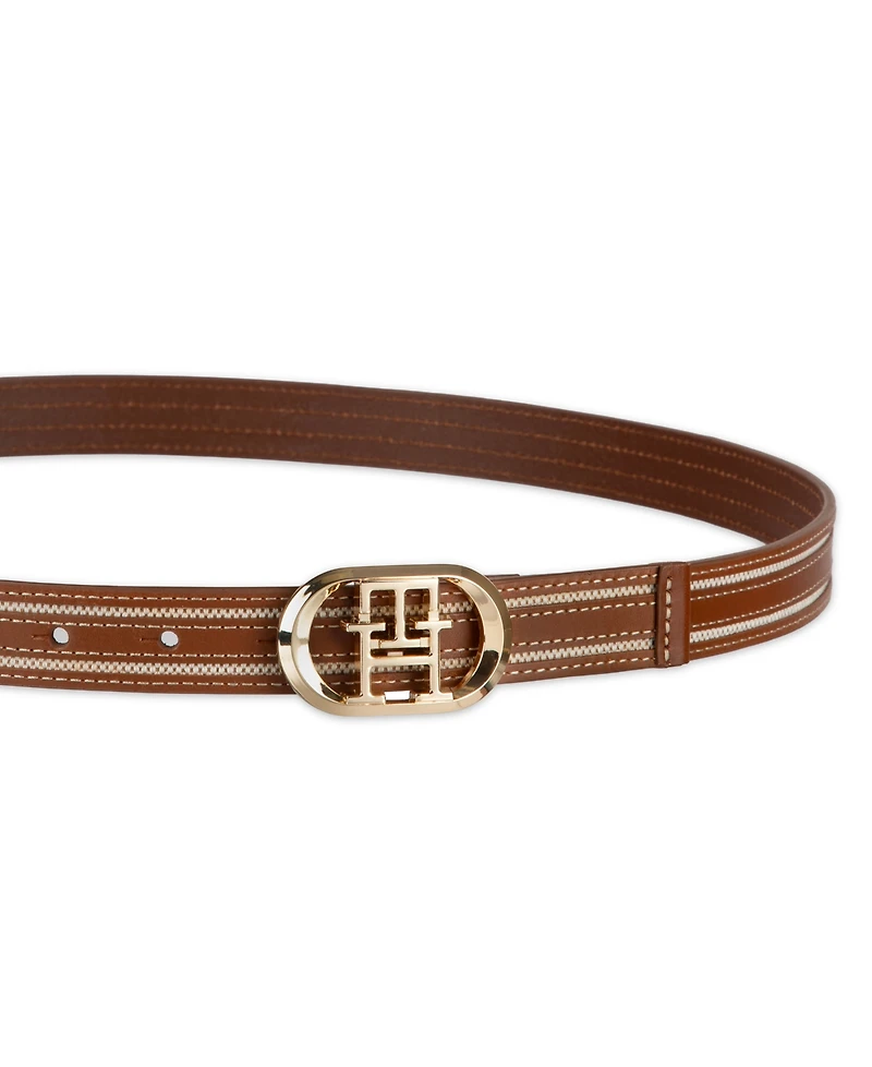 Tommy Hilfiger Women's Monogram Plaque Buckle Casual Belt