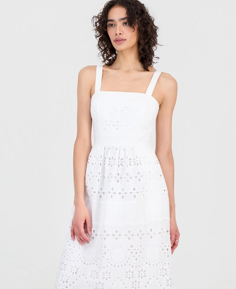 Sam Edelman Women's Square-Neck Sleeveless Eyelet Midi Dress