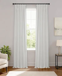 Half Price Drapes Off White Performance Linen Hotel Blackout Curtain