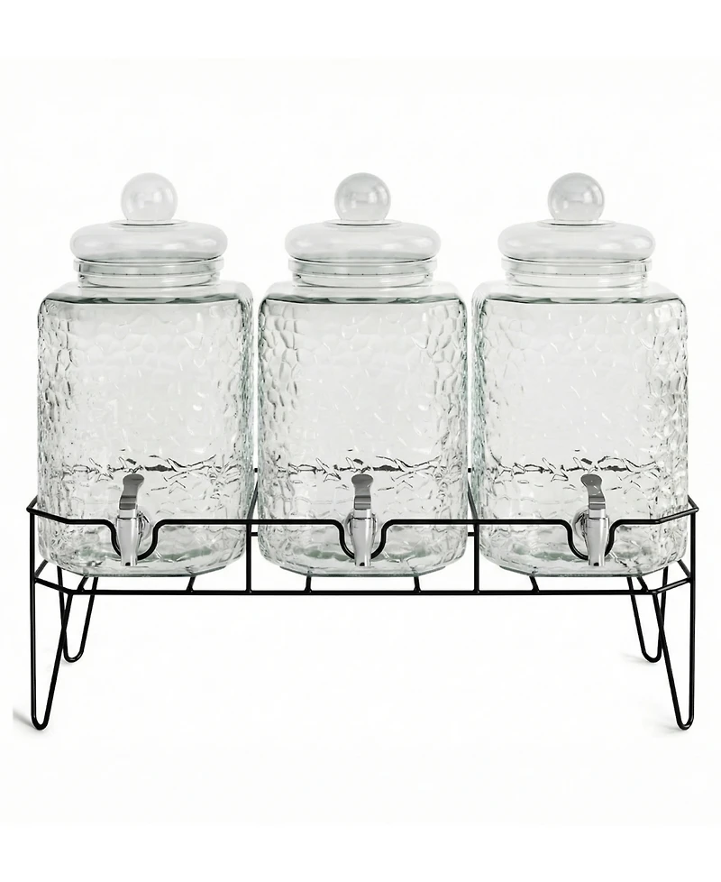 Jay Imports Hamburg Triple Dispenser with Stand, Set of 3