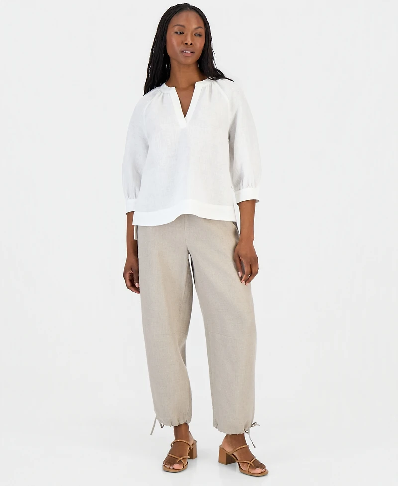 Charter Club Petite 3/4-Sleeve Linen Shirt, Macy's Exclusive