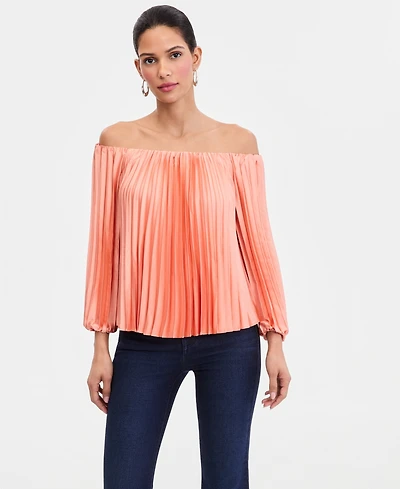 I.n.c. International Concepts Women's Off-The-Shoulder Pleated Blouse, Macy's Exclusive