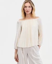 I.n.c. International Concepts Women's Off-The-Shoulder Pleated Blouse, Macy's Exclusive