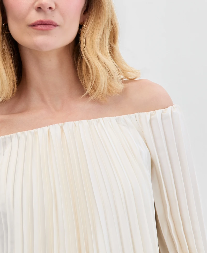 I.n.c. International Concepts Women's Off-The-Shoulder Pleated Blouse, Macy's Exclusive