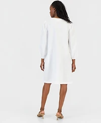 Charter Club Petite Embellished Linen Shift Dress, Macy's Exclusive