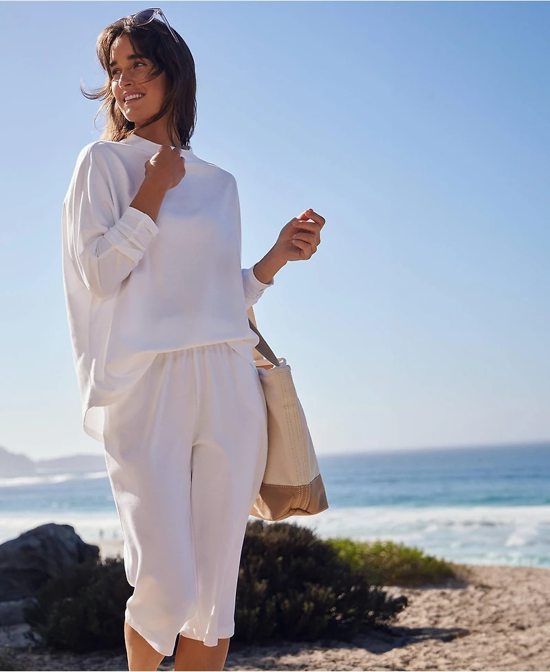 Lands' End Petite Sport Knit High Rise Elastic Waist Capri Pants