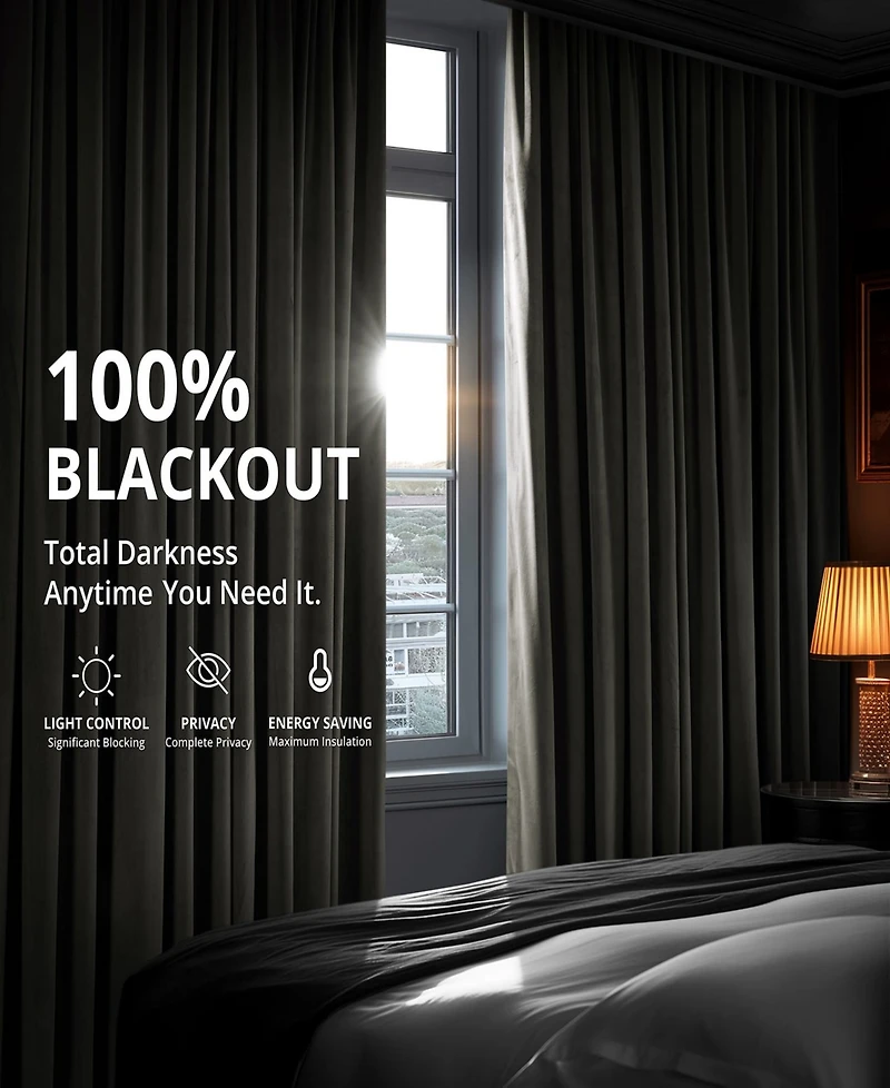 Half Price Drapes Gunmetal Grey Signature Velvet Blackout Curtain