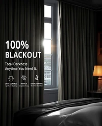 Half Price Drapes Gunmetal Grey Signature Velvet Blackout Curtain