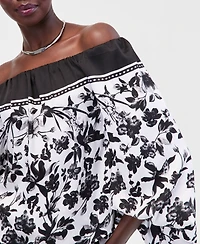 I.n.c. International Concepts Women's Off-The-Shoulder Puff-Sleeve Blouse, Macy's Exclusive