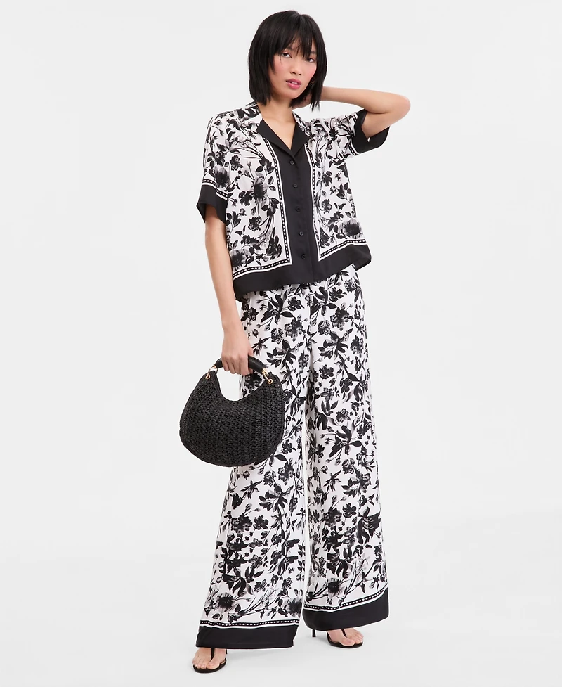 I.n.c. International Concepts Women's Short-Sleeve Printed Button-Down Shirt, Macy's Exclusive