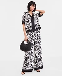 I.n.c. International Concepts Women's Short-Sleeve Printed Button-Down Shirt, Macy's Exclusive