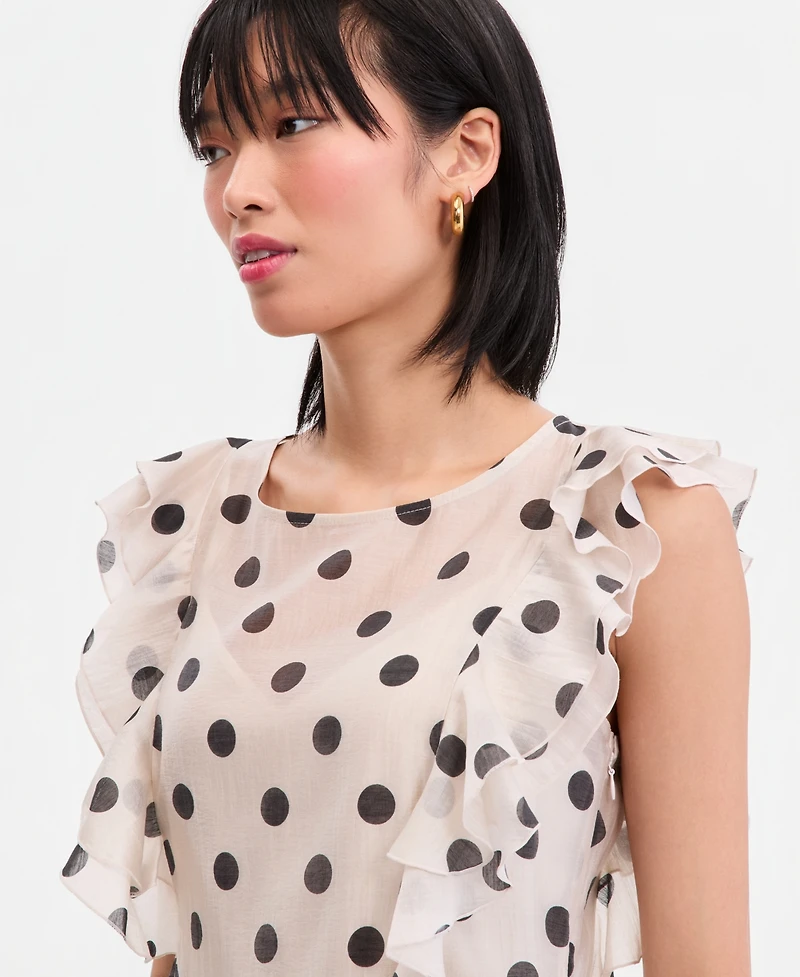 I.n.c. International Concepts Women's Printed Ruffle-Sleeve Peplum Blouse, Macy's Exclusive
