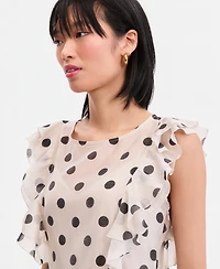 I.n.c. International Concepts Women's Printed Ruffle-Sleeve Peplum Blouse, Macy's Exclusive