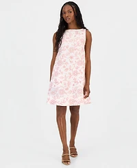 Charter Club Petite Embroidered Linen Shift Dress, Macy's Exclusive