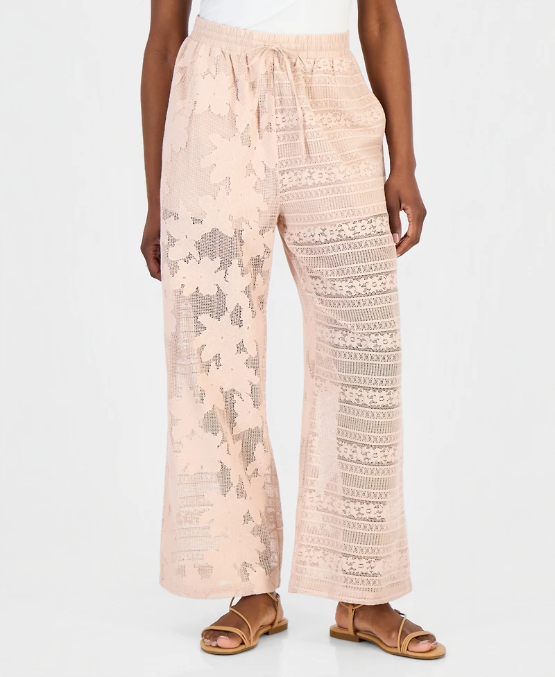 And Now This Women's Lace Drawstring-Waist Wide-Leg Pants, Macy's Exclusive