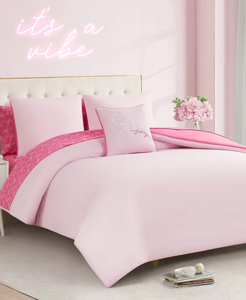 Juicy Couture Pearly Bows Reversible 8-Pc. Comforter Set