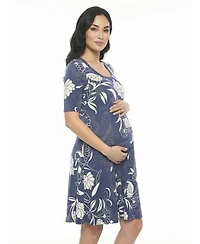 24seven Comfort Apparel Women's and Plus Maternity Scoop Neck Skater Dress