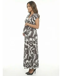 24seven Comfort Apparel Women's and Plus Maternity V-Neck Maxi Dress