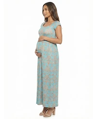 24seven Comfort Apparel Women's and Plus Size Maternity Square Neck Maxi Dress
