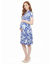 24seven Comfort Apparel Women's and Plus Maternity Short-Sleeve Wrap Dress