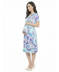 24seven Comfort Apparel Women's and Plus Maternity Short-Sleeve Midi Dress