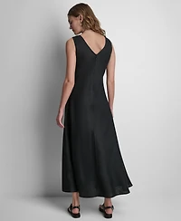 Dkny Women's V-Neck Sleeveless Midi Dress