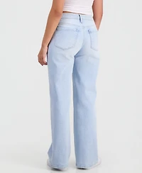 Celebrity Pink Juniors' Contrast-Waistband Wide-Leg Jeans