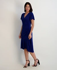 kensie Flutter-Sleeve Midi Dress