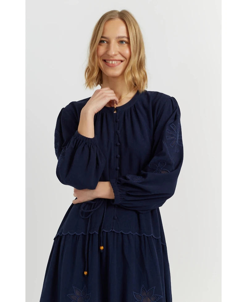Chinti & Parker Women's Sienna Linen-Blend Broderie Dress