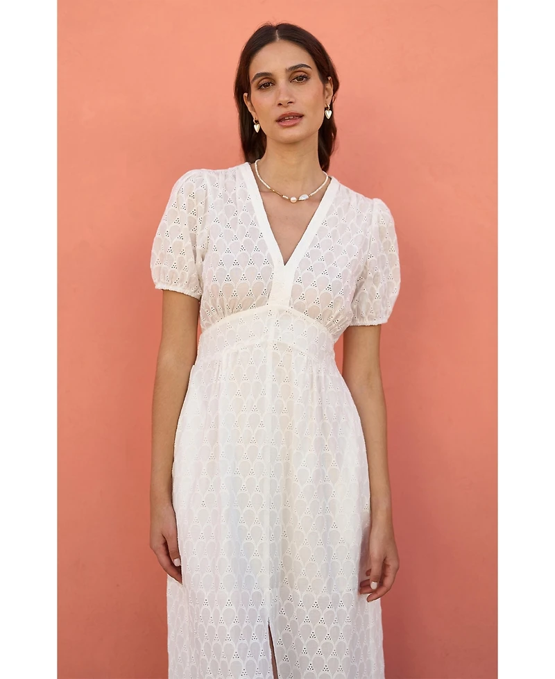 Yumi Women's Broderie Anglaise Midi Dress