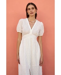 Yumi Women's Broderie Anglaise Midi Dress