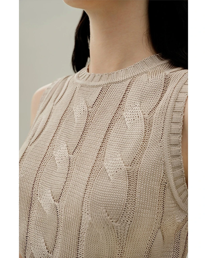 Lilysilk Women's Cable Knit Tussah Silk Cropped Top