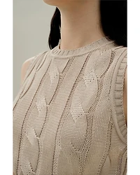 Lilysilk Women's Cable Knit Tussah Silk Cropped Top