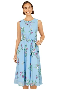 Yumi Women's Floral Print Midi Skater Dress