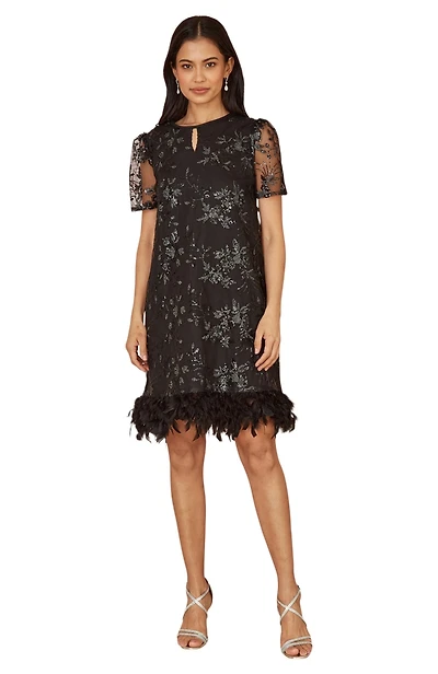 Yumi Women's Sequin Embellished Floral Tunic Dress
