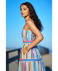 Yumi Women's Stripe Cotton Midi Sun Dress