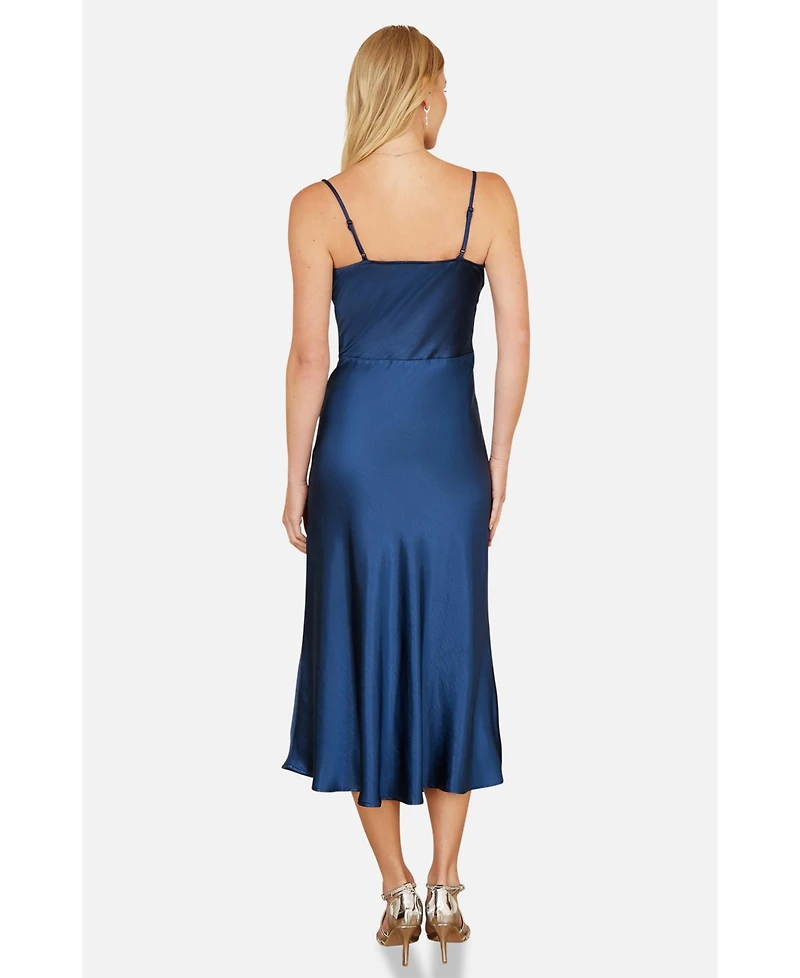 Yumi Women's Satin Cowl Neck Midi Dress