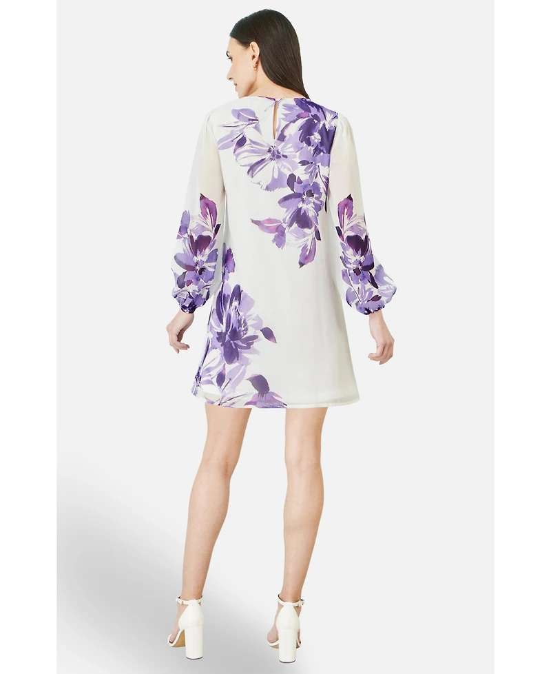 Yumi Women's Keyhole Neck Floral Tunic Dress